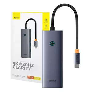 USB-C на HDMI 4K 30 Гц мультипортовый хаб Baseus UltraJoy 5-портовый с 3× USB 3.0 и PD