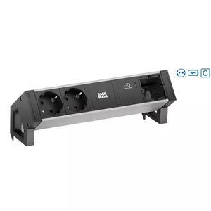 Bachmann Desk 2 Alu удлинитель 2 AC розетки Внутренний Алюминий Черный