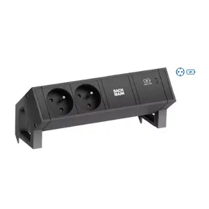 Сетевой удлинитель Bachmann Desk 2 — 2 розетки AC (Type F), для помещений, чёрный