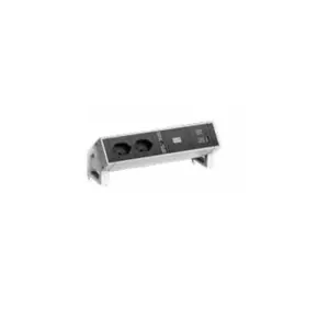 Удлинитель Bachmann DESK 2 с кабелем 0,1 м, 2 AC розетки, корпус из нержавеющей стали, для помещений, чёрный/белый