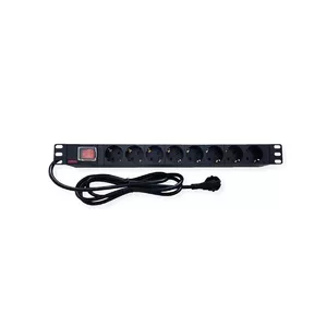 ROLINE 19.07.1619 блок распределения питания PDU 8 AC выходов 1U Черный