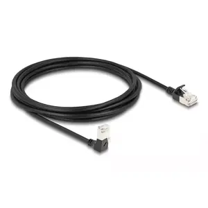 Network Cable DeLOCK RJ45 Cat.6A 3m Black 90° Downwards Angled