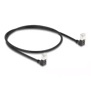 Network Cable DeLOCK RJ45 Cat.6A S/FTP Slim 90° downwards 0.5 m black