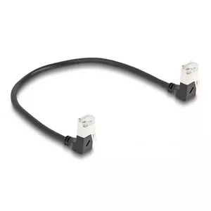 DeLOCK RJ45 Сетевой Кабель Cat.6A S/FTP Slim 90° вниз 0.25 м черный