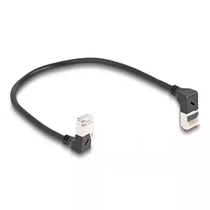 Network Cable DeLOCK RJ45 Cat.6A S/FTP Slim 90° 0.25m Black
