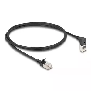 DeLOCK RJ45 Сетевой Кабель Cat.6A S/FTP Slim 90° вверх 1 м черный