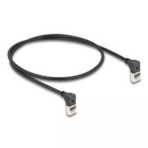 Network Cable DeLOCK RJ45 Cat.6A S/FTP Slim 90° Upwards 0.5m Black