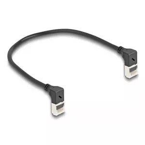 Сетевой кабель DeLOCK RJ45 Cat.6A S/FTP Slim 90° 0.25 м Черный