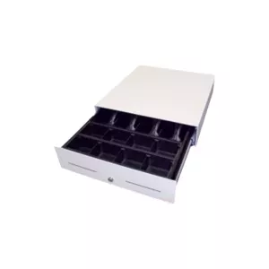 Cash drawer APG CostPlus SL3000 black — till drawer for POS systems, 4 bill + 8 coin compartments, media slot