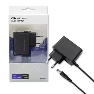 Power Adapter Qoltec 52402 12W Indoor Black for POS Printer