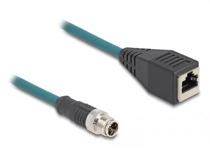 DeLOCK M12 adaptera kabelis X-coded 8 pin male uz RJ45 female Photo 2
