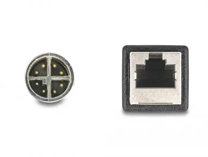 DeLOCK M12 adaptera kabelis X-coded 8 pin male uz RJ45 female Photo 3