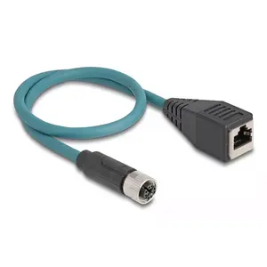 DeLOCK M12 adaptera kabelis X-coded 8 pin female uz RJ45 female 50 cm