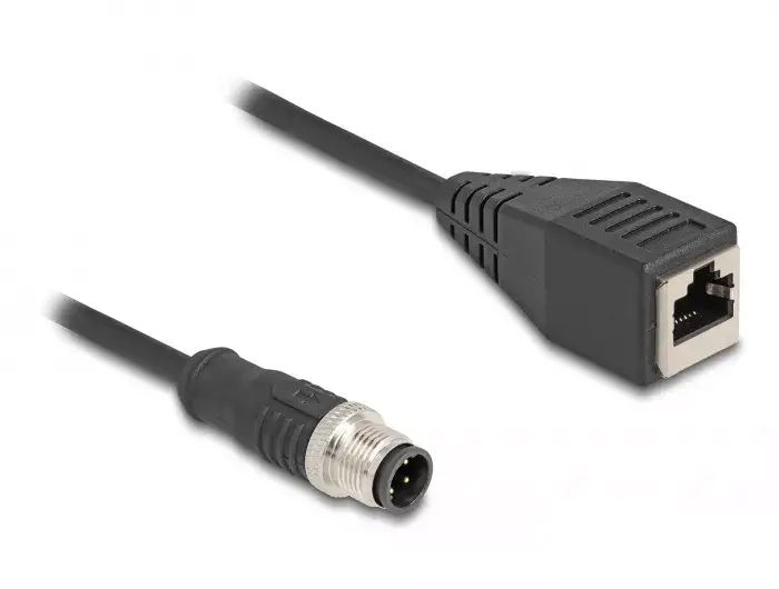 DeLOCK M12 adaptera kabelis D-coded 4 pin male uz RJ45 female Photo 2