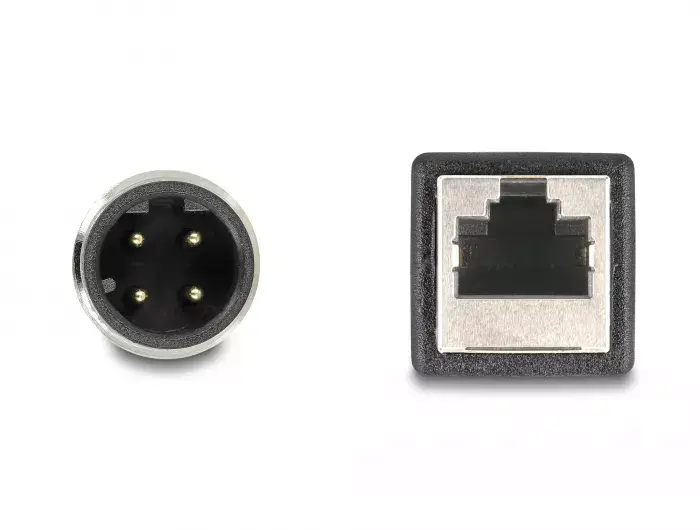 DeLOCK M12 adaptera kabelis D-coded 4 pin male uz RJ45 female Photo 3