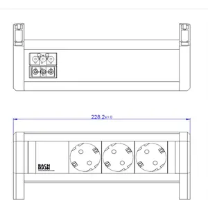 Sadalītājs Bachmann DESK 3xCEE 902.0292 — galda strāvas modulis ar trim CEE kontaktligzdām