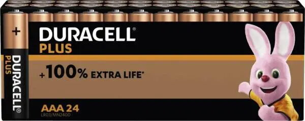 Duracell Plus AAA sārmu vienreiz lietojamās