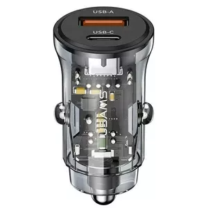Автомобильное зарядное устройство usams CC164CC01 30W с 1×USB-A и 1×USB-C для быстрой зарядки