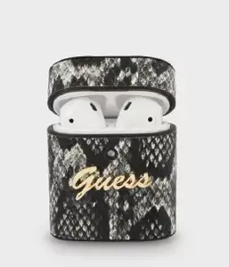 GUESS Python Collection Protective Case for AirPods 1/2, Black and Grey