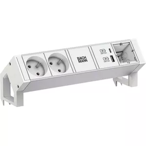 Barošanas lenta Bachmann DESK2 ALU WHITE 937.415 ar 2 USB portiem