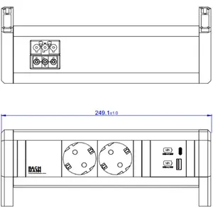 Сетевой удлинитель Bachmann DESK модель 902.0290 с 2 розетками CEE7/3