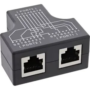 InLine Cat.5e STP T-Adapter RJ45 socket to 2x RJ45 socket Black