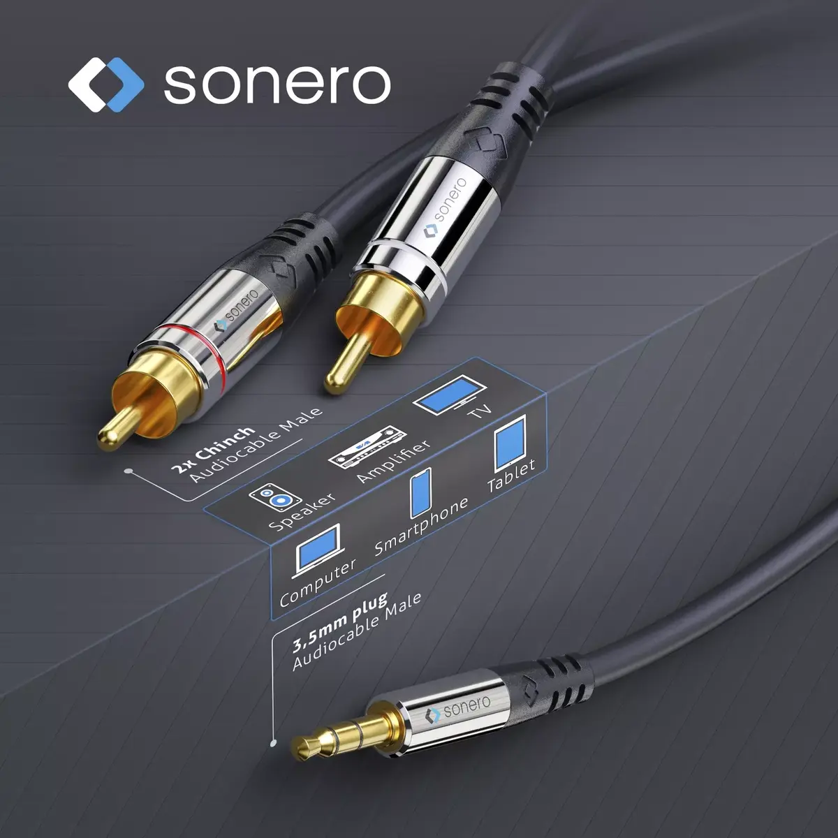 Audio Cable Sonero 2x RCA to 3.5mm S-AC600-015 Photo 3