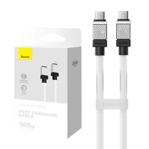 USB-C cable Baseus CoolPlay 100W 2m White — USB-C to USB-C charging and data cable, 100W, 2 m