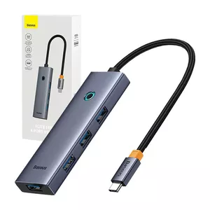 Baseus 4in1 Hub UltraJoy USB-C uz USB 3.0 Pelēks Kabelis