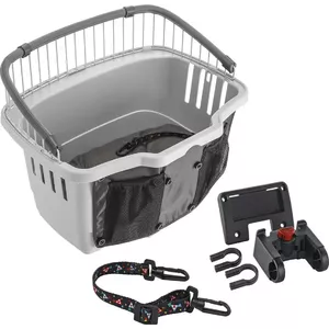 Bicycle pet basket FERPLAST Atlas Bike 20 — hard front-mounted carrier, black, max load 7 kg, dimensions 470×355×345 mm