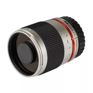 Tālumlēcēja spogulenses Samyang Reflex 300 mm f/6.3 priekš Sony E, 9 elementi/9 grupas, min. fokusēšanās 0,9 m, sudraba
