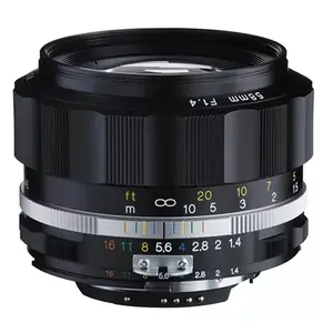 Standard lens Voigtländer Nokton 58 mm F1.4 for Nikon — 7 elements/6 groups, 0.45 m close focus, Ø67.6 mm, filter 52 mm, 45.5 mm length, black