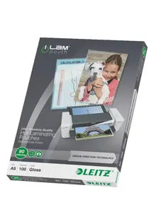 Leitz iLAM Ultra-premium Glossy A5 Laminating Pouches UDT 80 microns 100 pack