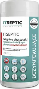 Antiseptiskas mitrās salvetes e5 ITSEPTIC, 100 gab. iepakojums — vienreizlietojamas tīrīšanas salvetes