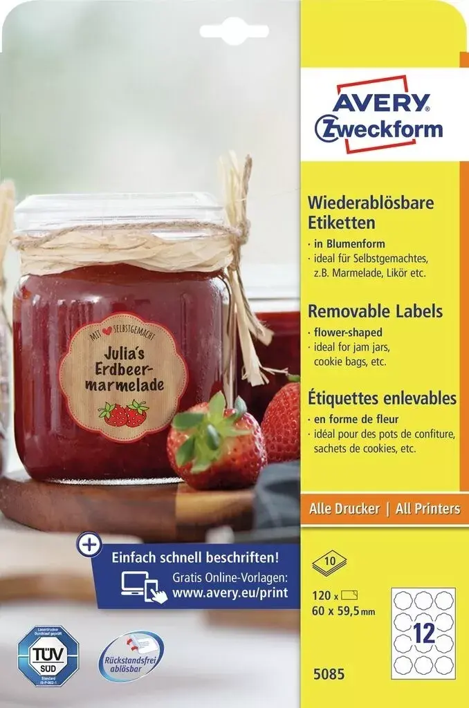 Avery Zweckform 5085 Baltas pašlīmējošās printera