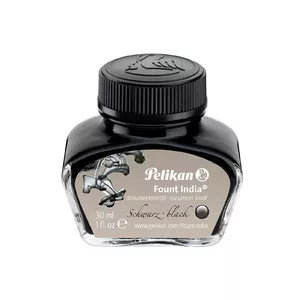 Tinti Pelikan Fount India — melnas, 30 ml, stikla pudelīte, dokumentiem noturīgas