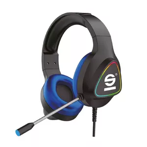 Sparco SPHEADPHONEPRO austiņas un brīvroku komplekts Vadu Speļu USB Type-A Melns, Zils