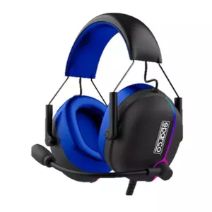 Sparco SPHEADPHONEEVO austiņas un brīvroku komplekts Vadu Speļu USB Type-A Melns, Zils