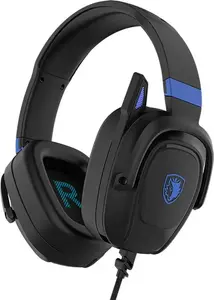 Проводная игровая гарнитура Sades Zpower Blue с разъёмом 3,5 мм и шумоподавлением
