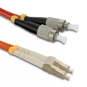 Fibre optic cable QOLTEC 54055 — 1 m, OM2, LC to FC, 50 µm, full duplex, orange