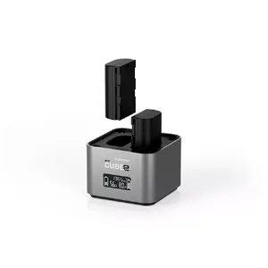 Lādētājs Hahnel pro Cube2 digitālajām kameras baterijām, DC barošana, atbalsts AA akumulatoriem, pelēks, LCD displejs