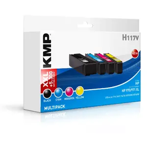 KMP H117V tintiņu komplekts — pigmenta melns 250 ml + krāsainie 106 ml, ietilpība 14 500/6 600 lpp