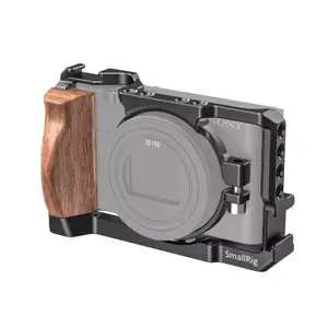 SmallRig CCS2434 Kameras būris ar 1/4" vītnēm Melns ar koka rokturi priekš Sony RX100 VI un RX100 VII