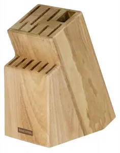 Knife stand Tescoma WOODY KOKA for 13 knives and poultry shears, rubber‑tree wood, 17×10×21 cm