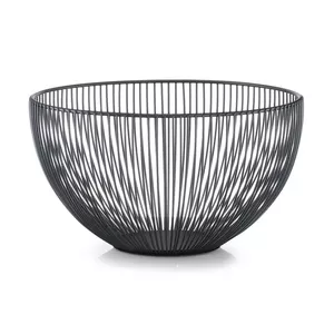 Serving basket ZELLER 27383 — round metal, black, Ø250×H140 mm