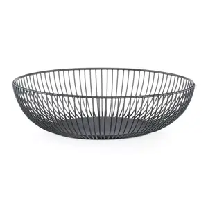 Serving basket ZELLER 27382 — round metal, black, Ø280×H80 mm