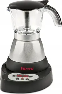 Electric coffee percolator Girmi MC2306 — manual, 3-cup capacity, 400 W, LED, stainless steel/black