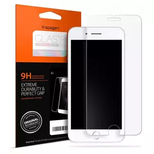 Caurspīdīgs ekrāna aizsargplēve/stikls Spigen AGL01374 priekš Apple iPhone SE (2020) / iPhone 8 / iPhone 7 — rūdīts stikls, 1 gab., 4"