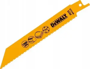 Полотно для электролобзика DeWalt DT2348 — HCS для дерева, рабочая длина 152 мм, шаг зубьев 1.8–2.5 мм, 5 шт.