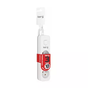 Pagarinātājs Kerg M02379 — 3 ar zemi aizsargātas kontaktligzdas, 10 m kabelis, 3×1,5 mm², 16 A